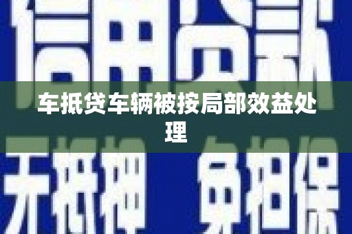 市中区车抵贷车辆被按局部效益处理