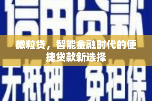 郴州微粒贷，智能金融时代的便捷贷款新选择