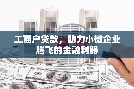 盈江工商户贷款，助力小微企业腾飞的金融利器