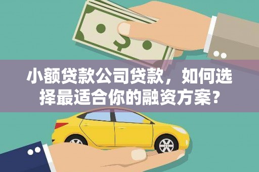 丹徒小额贷款公司贷款，如何选择最适合你的融资方案？