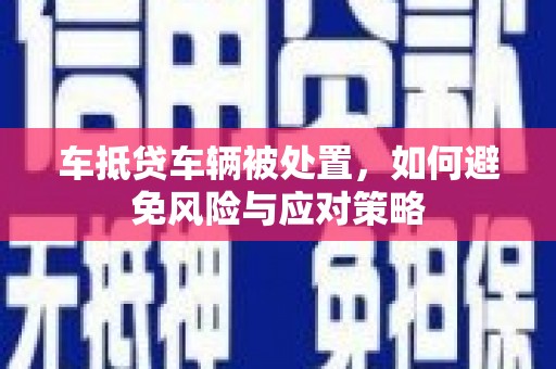 井研车抵贷车辆被处置，如何避免风险与应对策略