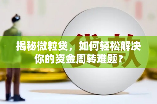 永川揭秘微粒贷，如何轻松解决你的资金周转难题？