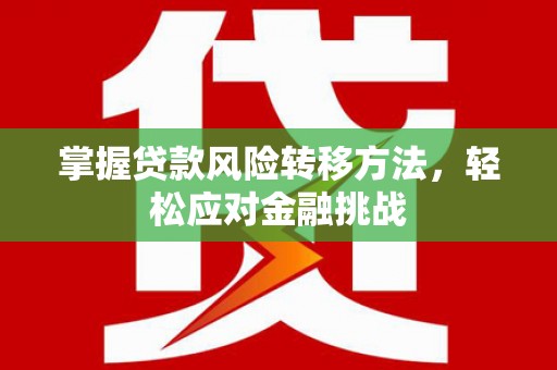 湛河掌握贷款风险转移方法，轻松应对金融挑战