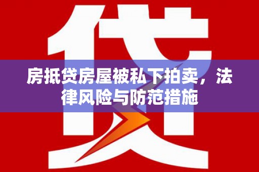 林园房抵贷房屋被私下拍卖，法律风险与防范措施
