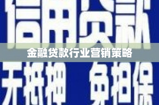 禹王台金融贷款行业营销策略